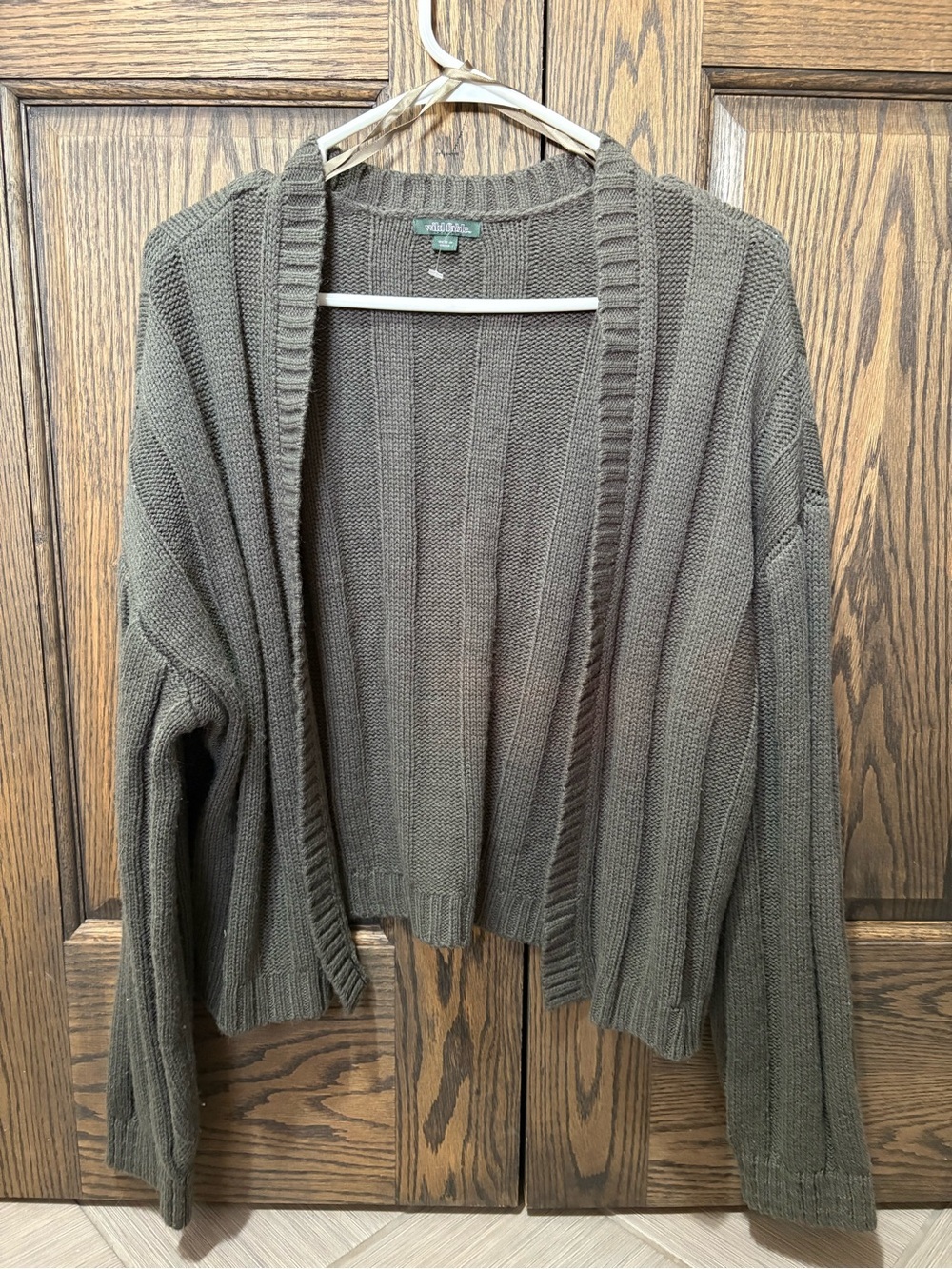 wild fable Olive Open-Front Ribbed Cardigan